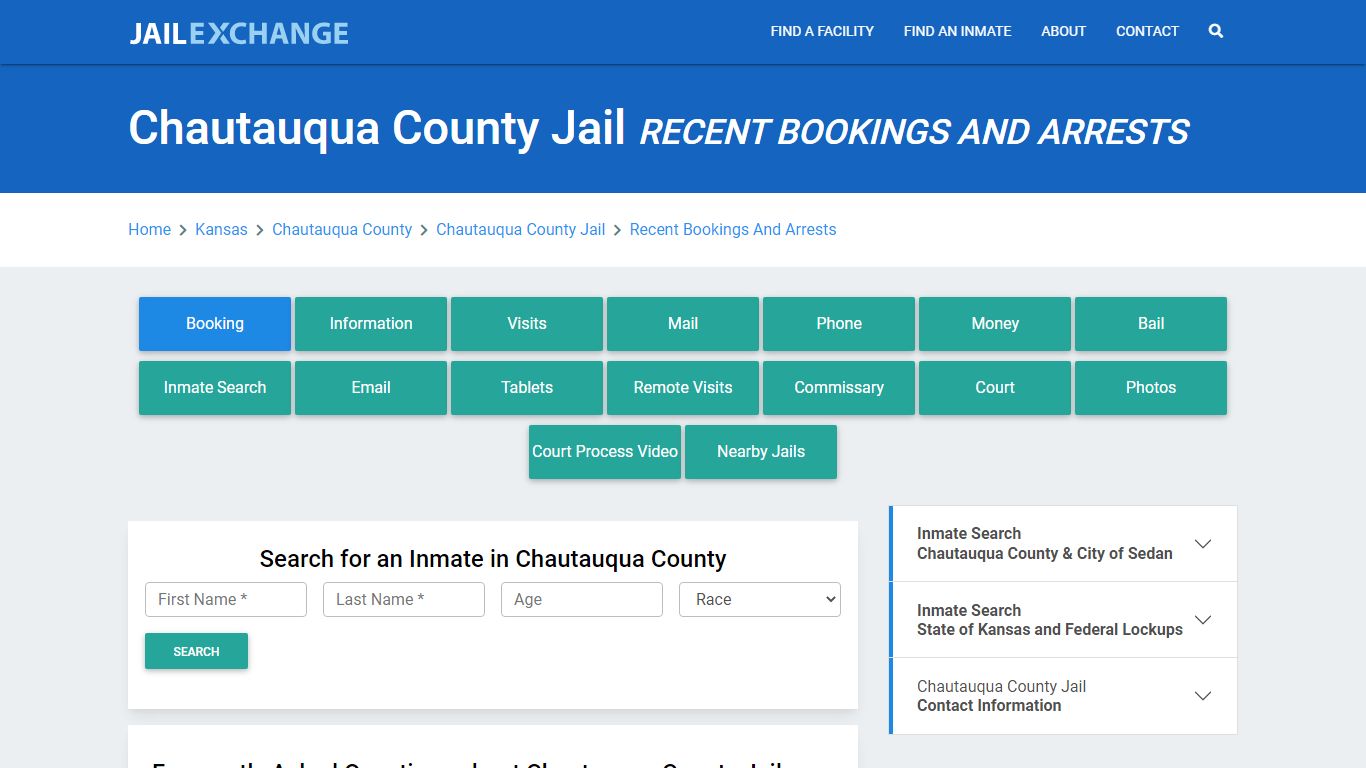 Chautauqua County Jail KS Recent Arrests and Bookings