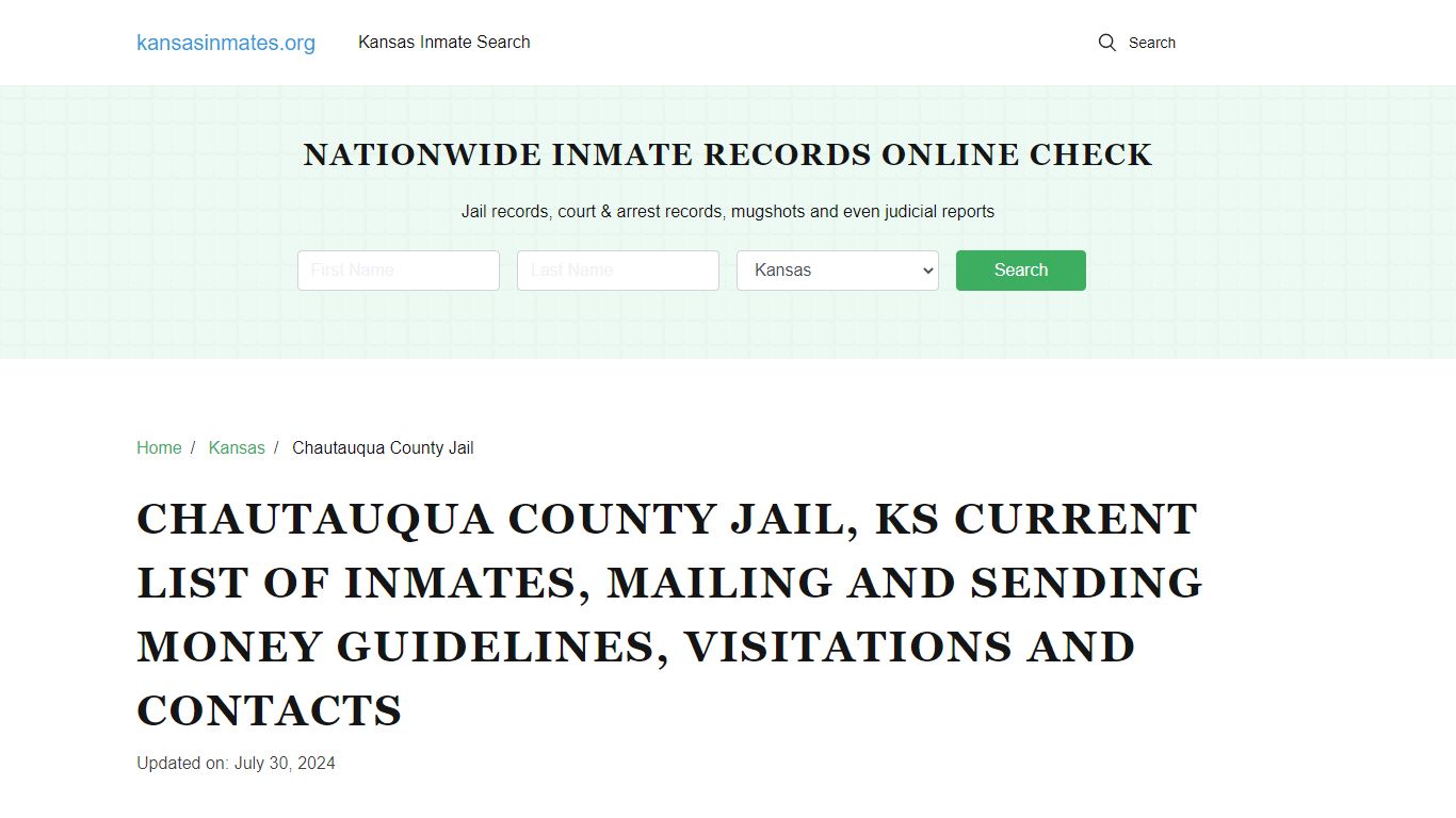 Chautauqua County Jail - Kansas Inmate S